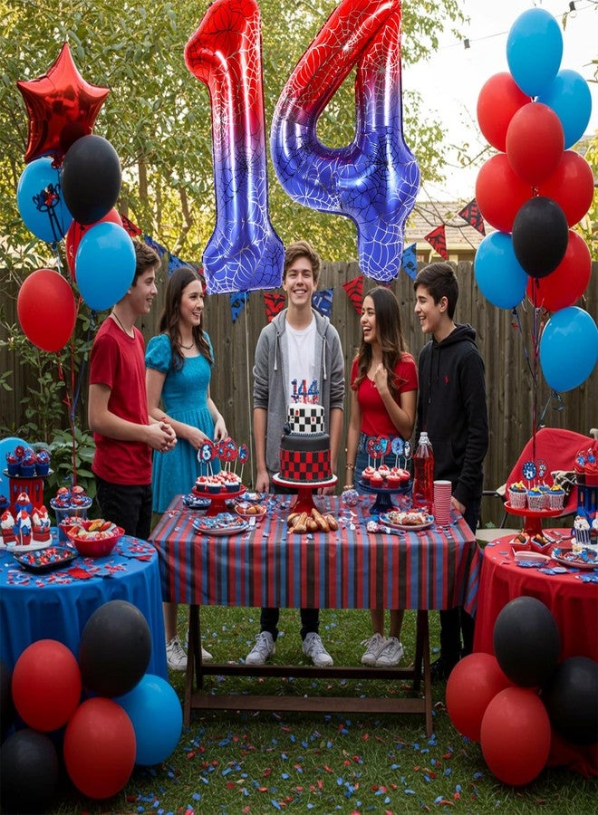 Vuzvuv 40 Inch Spider Theme Number Balloon No.4, Red Blue Foil Number Balloon for Birthday, Theme Party Supplies, Baby Shower,Anniversary Decoration - Image 4